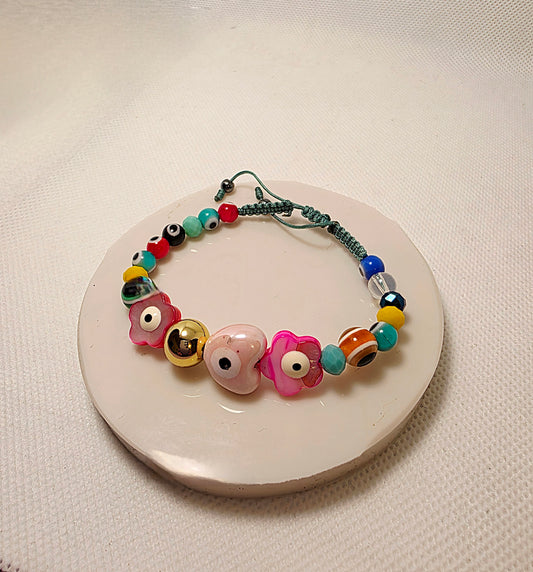 Pulsera ojo turco concha nácar
