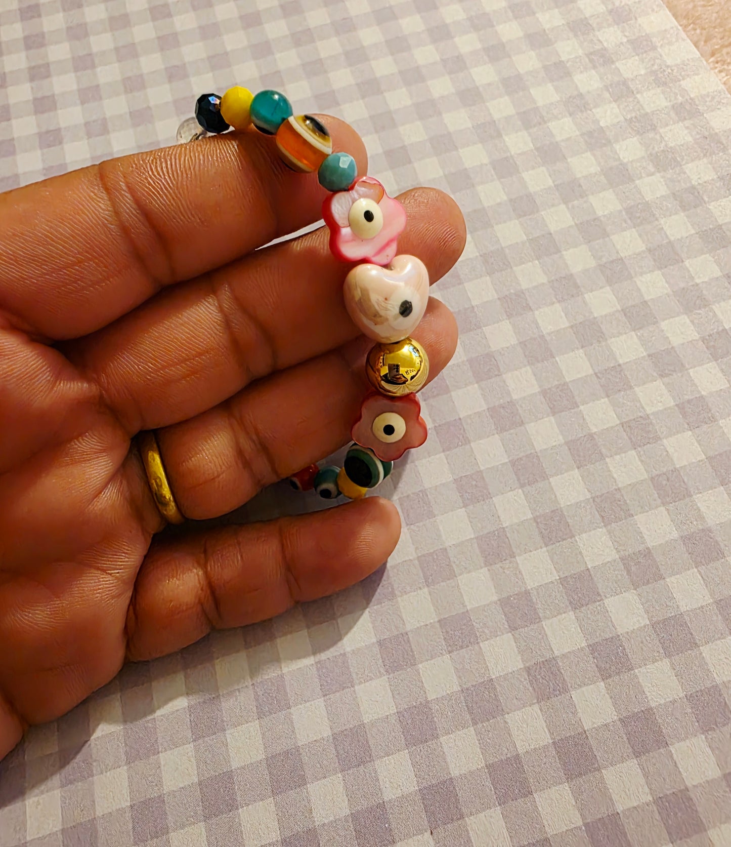 Pulsera ojo turco concha nácar